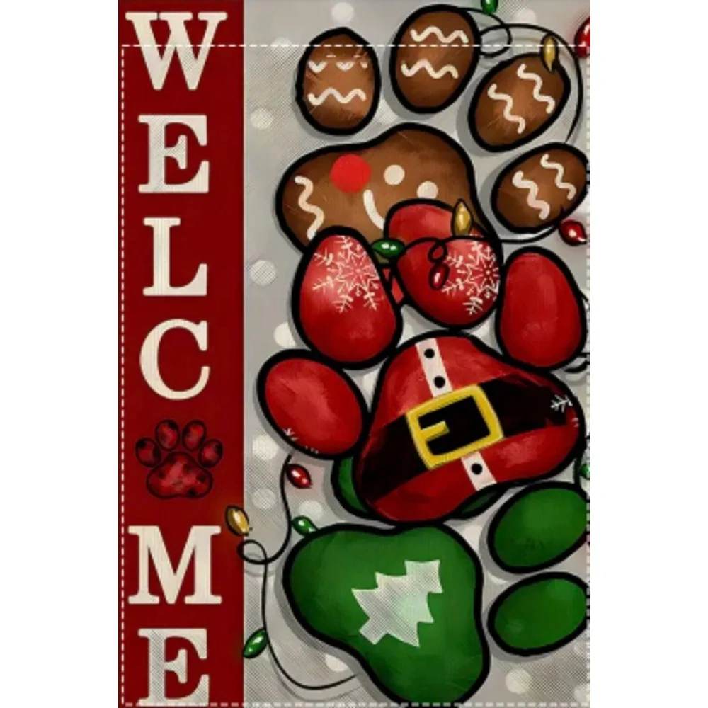 Christmas Welcome Garden Flag One Size Red Green